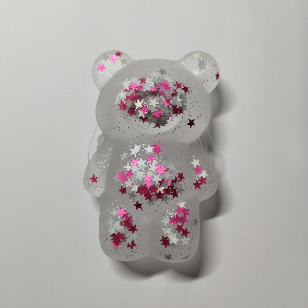 (SPECIAL) 3D Pink/Silver Star Bear Pop Socket