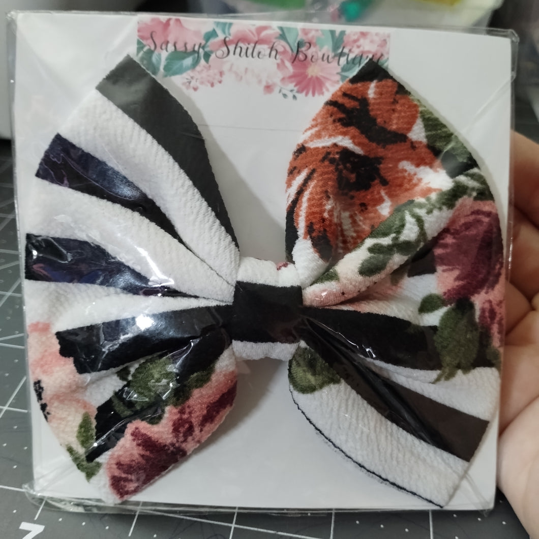 Striped Floral Bow